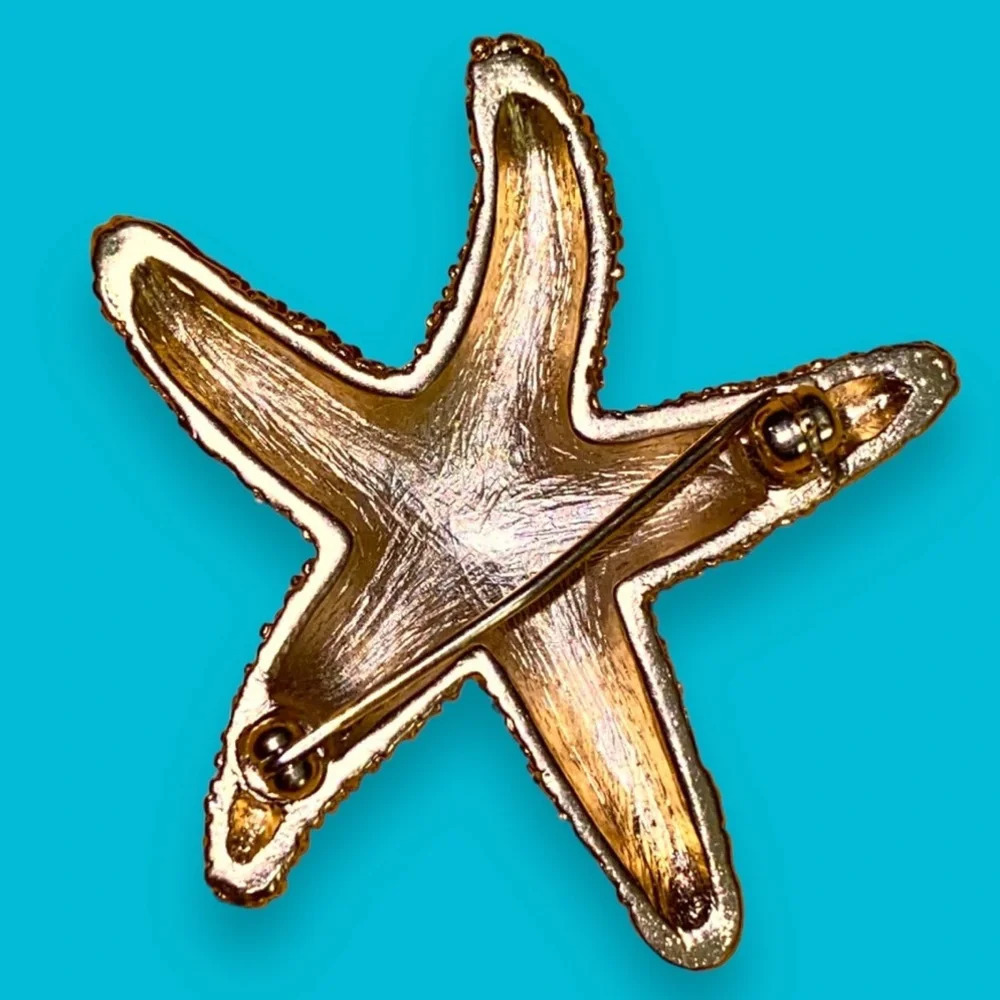 Vintage Starfish Star Gold Tone Brooch - Picture 2 of 2